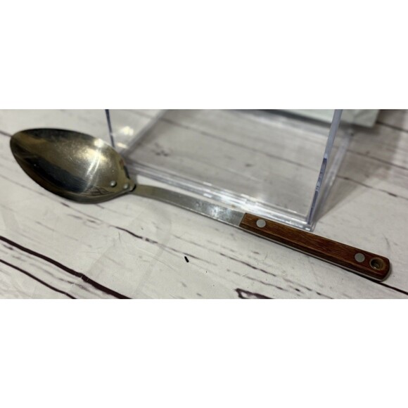 Vintage Japan Stainless-steel Cooking Spoon w Wooden Handle - Picture 2 of 8